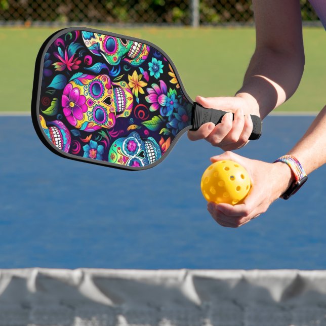 Neon Sugar Skull Pickleball Schläger (InSitu)