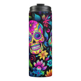 Neon Sugar Skull Thermosbecher