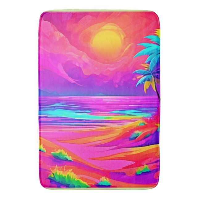 Neon Sun & Beach Bliss Badematte (Vorderseite Vertikal)