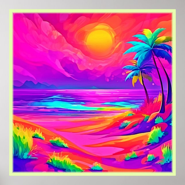 Neon Sun & Beach Bliss Poster (Vorne)