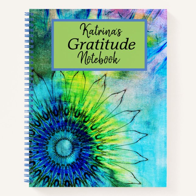 Neon Sunflower Dankbarkeit Personalisiert Notizbuch (Vorderseite)