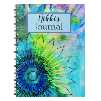 Neon Sunflower Wasserfarbe Personalisiert Notizblock