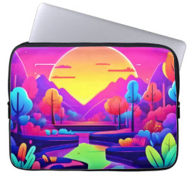 Neon Sunset Landschaft Laptopschutzhülle