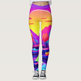Neon Sunset Landschaft Leggings