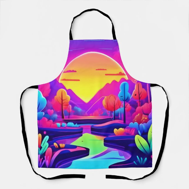 Neon Sunset Landschaft Schürze (Vorderseite)