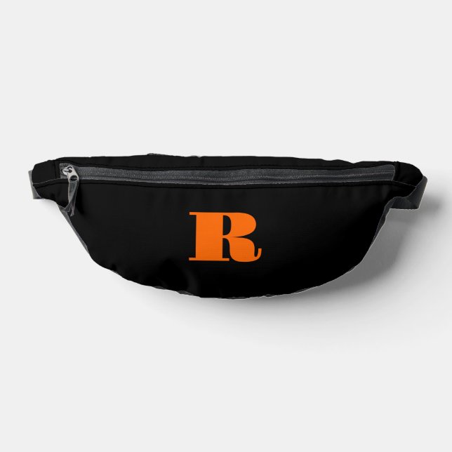 Neon Sunset Orange Classic Initial | Black Stylish Bauchtasche (Ablage )