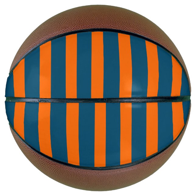Neon Sunset Orange und Ocean Blue Cool Streifen Basketball (Vorderseite)