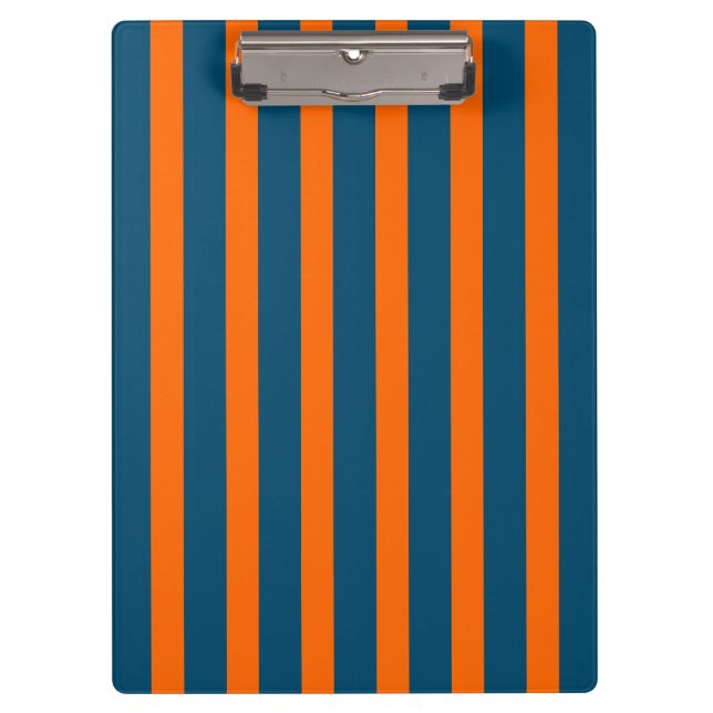 Neon Sunset Orange und Ocean Blue Cool Streifen Klemmbrett (Vorderseite)