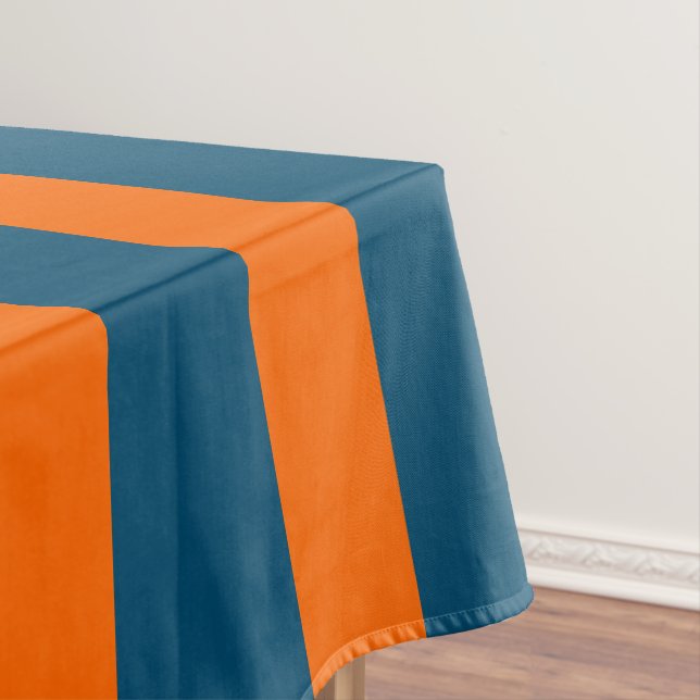 Neon Sunset Orange und Ocean Blue Cool Streifen Tischdecke (Beispiel)