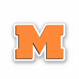 Neon Sunset Orange und White 3D Big Modern Initial Aufkleber