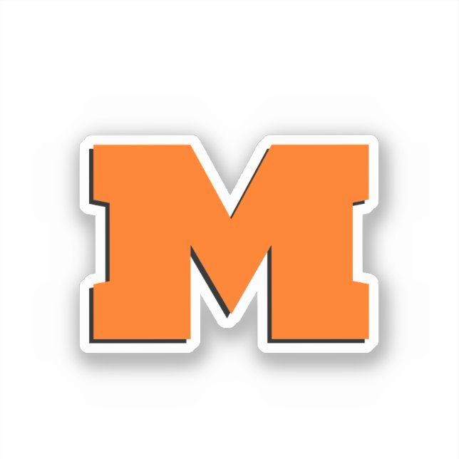 Neon Sunset Orange und White 3D Big Modern Initial Aufkleber (Vorderseite)