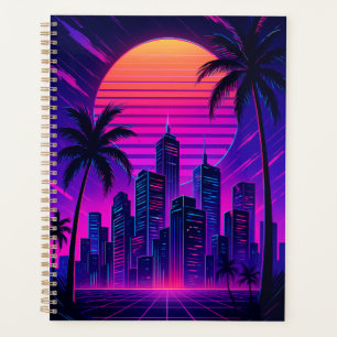 Neon Sunset Retro-Futuristic Citycape Planer