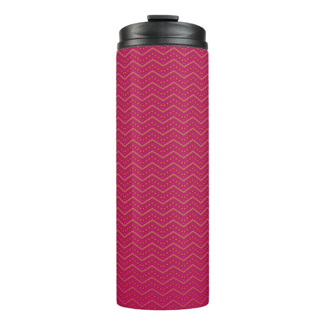 Neon Sunset Zickzack Pattern Thermosbecher (Vorderseite)