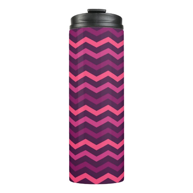 Neon Sunset Zickzack Pattern Thermosbecher (Vorderseite)