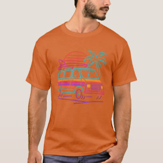 Neon Surf Van Sonnenuntergang Mädchen T-Shirt