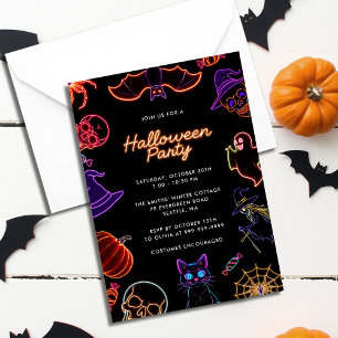 Neon süße Glow in Dark Halloween-Party Einladung