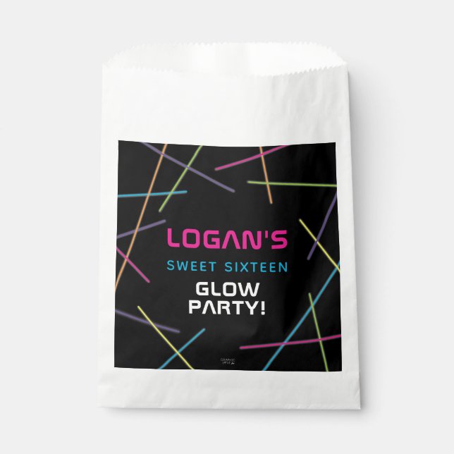 Neon Sweet 16 Birthday Glow Party Geschenktütchen (Vorderseite)