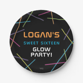 Neon Sweet 16 Birthday Glow Party Pappteller
