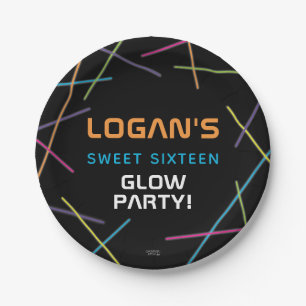 Neon Sweet 16 Birthday Glow Party Pappteller