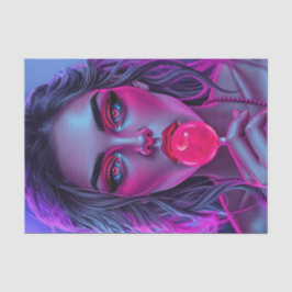 Neon Sweetheart - Frau mit Lollipop Decoupage Seidenpapier