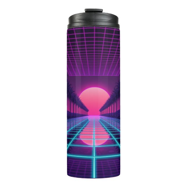 Neon-Synthwave-Ästhetik-Thermobecher Thermosbecher (Vorderseite)