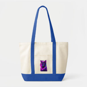 Neon Synthwave Cat Art Tragetasche