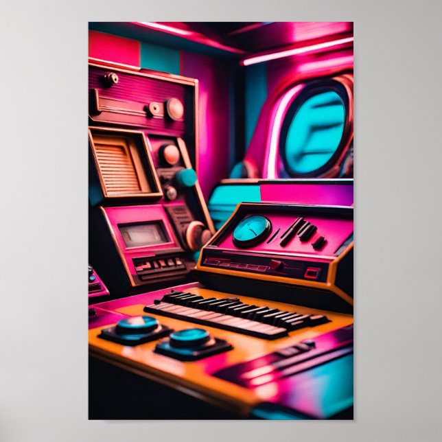 Neon Synthwave Galaxy Poster (Vorne)