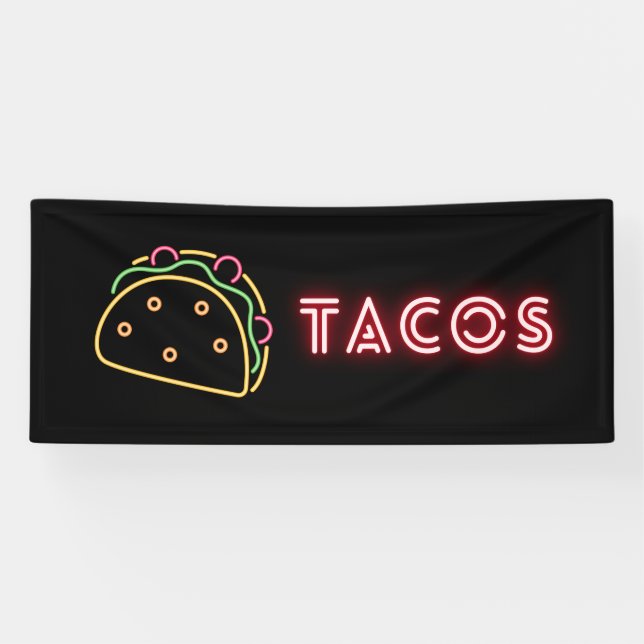 Neon Tacos Symbol Vinyl Banner (Horizontal)