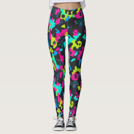 Neon-Tarnmuster Leggings