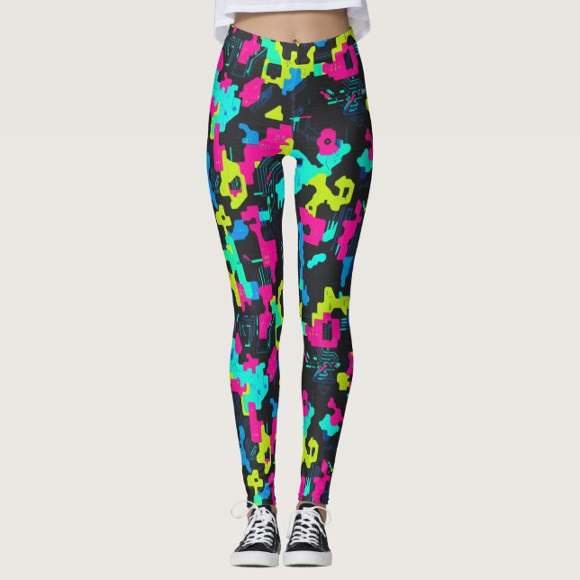 Neon-Tarnmuster Leggings (Vorderseite)