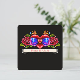 Neon-Tattoo-Stil Herz-Einladung Liebe Save The Date