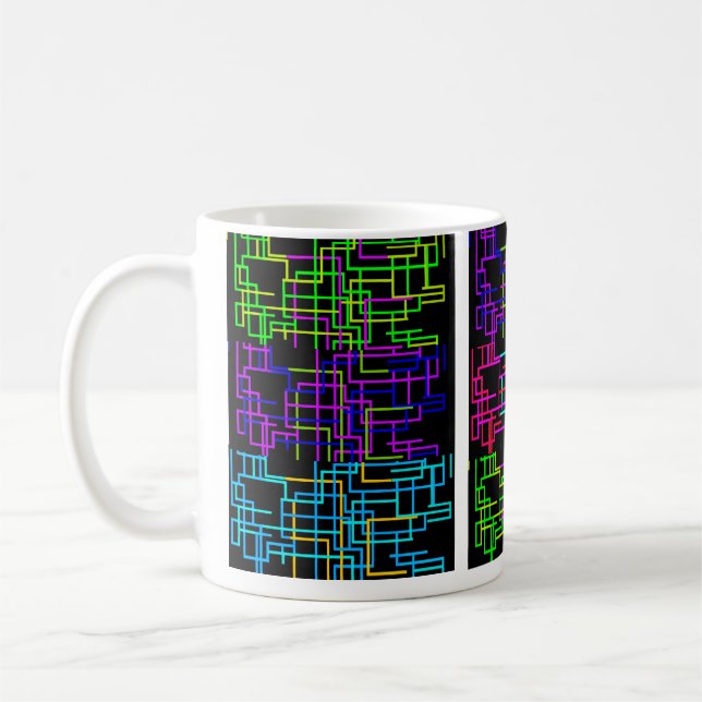 Neon-Tech-Muster Kaffeetasse (Links)
