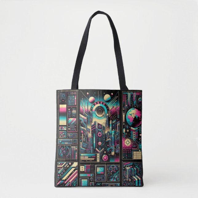 Neon Tech Odyssey Tasche (Vorderseite)