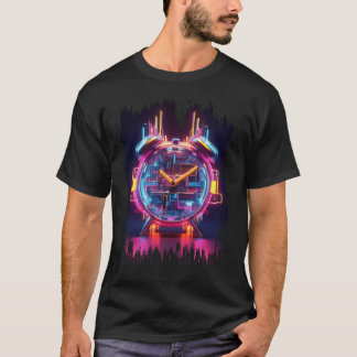 Neon Techno Clock T - Shirt