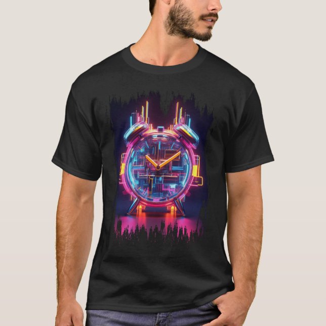 Neon Techno Clock T - Shirt (Vorderseite)