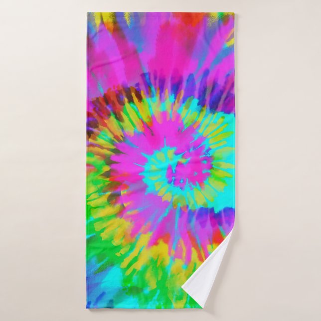 Neon Tie Dye Swirl (Serviette de bain)