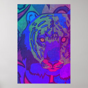 Neon Tiger BlackLight Poster