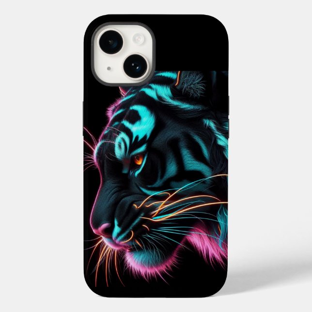 Neon Tiger Design Phone Case/iPhone 14 Fall Case-Mate iPhone 14 Hülle (Rückseite)