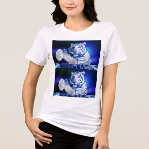 Neon Tiger DJ T-Shirt – EDM Festival Grafik T-Shir Tri-Blend Shirt