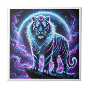 Neon Tiger glühende Keramik Tile Design. Fliese