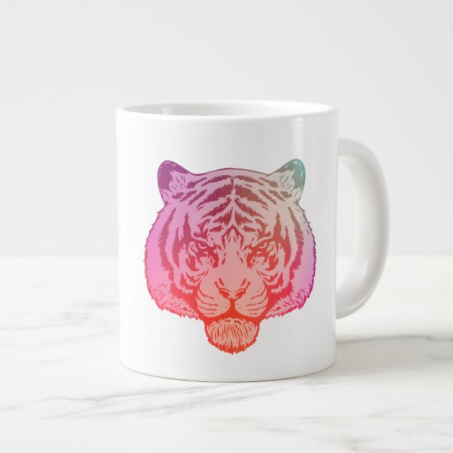 Neon-Tiger Jumbo-Tasse (Vorderseite Rechts)