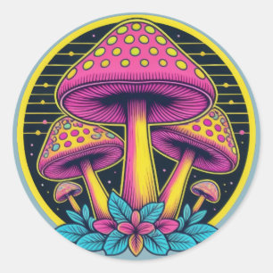Neon Toadstool Trio Runder Aufkleber