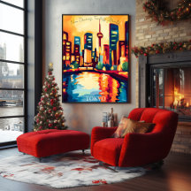 Neon Tokyo Skyline im Abstrakten fauvistischen Sti