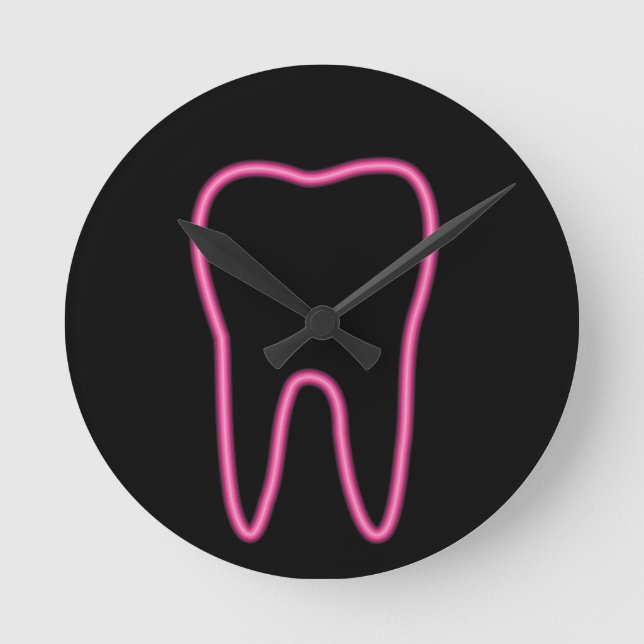 Neon Tooth Runde Wanduhr (Vorderseite)
