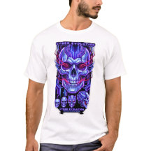Neon-Totenkopf Streetwear Weißes T-Shirt