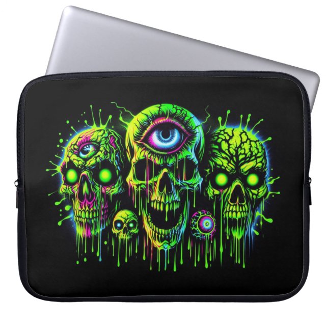 Neon Toxic Waste Skulls Laptopschutzhülle (Vorderseite)