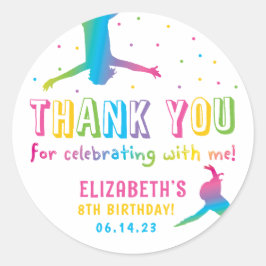 Neon Trampolin Park Girls Birthday Favor Runder Aufkleber