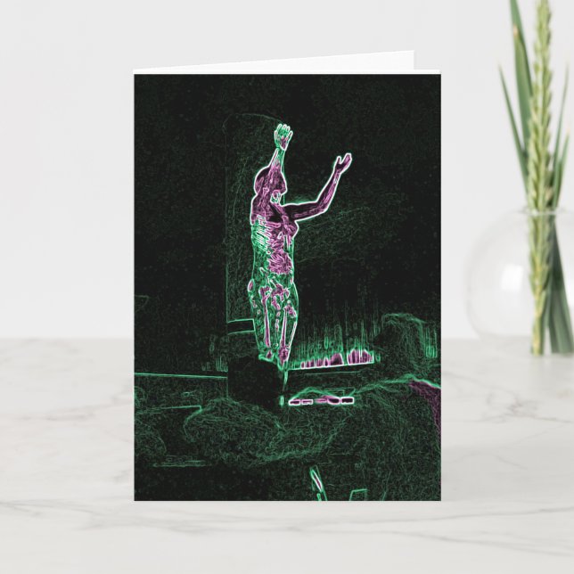 Neon Transparent Man erreicht für den Himmel Ich b Karte (Vorderseite)