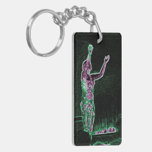 Neon Transparent Man erreicht für den Himmel Ich b Schlüsselanhänger