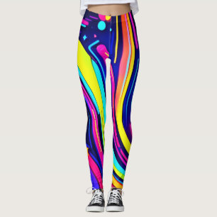 Neon-Träume: Eine psychedelische digitale Odyssee Leggings